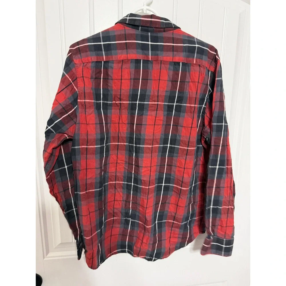Banana Republic Shirt Mens L Lightweight Flannel Red Plaid Button Down EUC